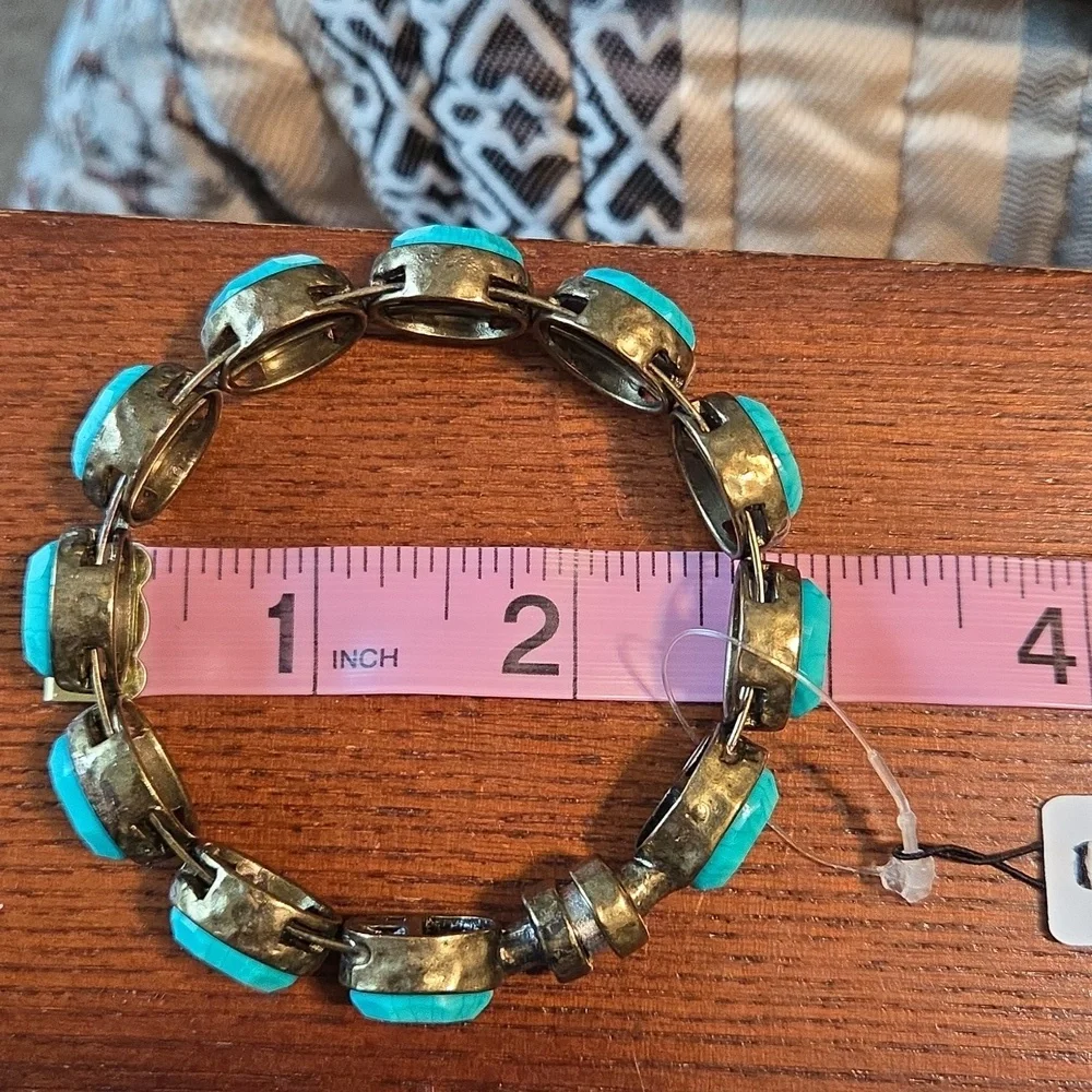 Chico’s Turquoise & Brass Cuff Bracelet – Magnetic Closure, NWT - Picture 5 of 5